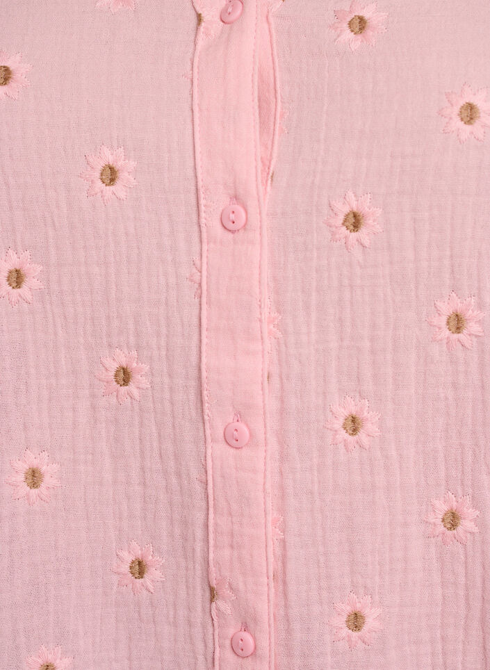 L&aring;ng&auml;rmad blus i bomullsmuslin med broderade motiv, Rosa, Packshot image number 2