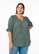 Skjortblus med halvl&aring;nga &auml;rmar, Gr&ouml;n, Model image number 0