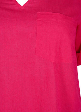 Kortärmad tunika i bomullsblandning med linne, Bright Rose, Packshot image number 2
