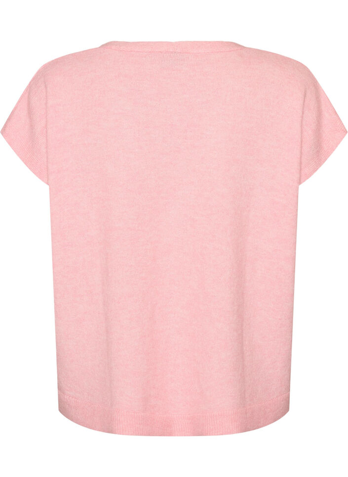 Stickad v&auml;st med V-ringning och dekorativa knappar, Rosa, Packshot image number 1