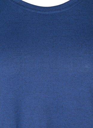 Blus med 3/4 ärmar och knappar, Twilight Blue Mel, Packshot image number 2