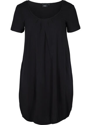 Kortärmad klänning i bomull, Black, Packshot image number 0
