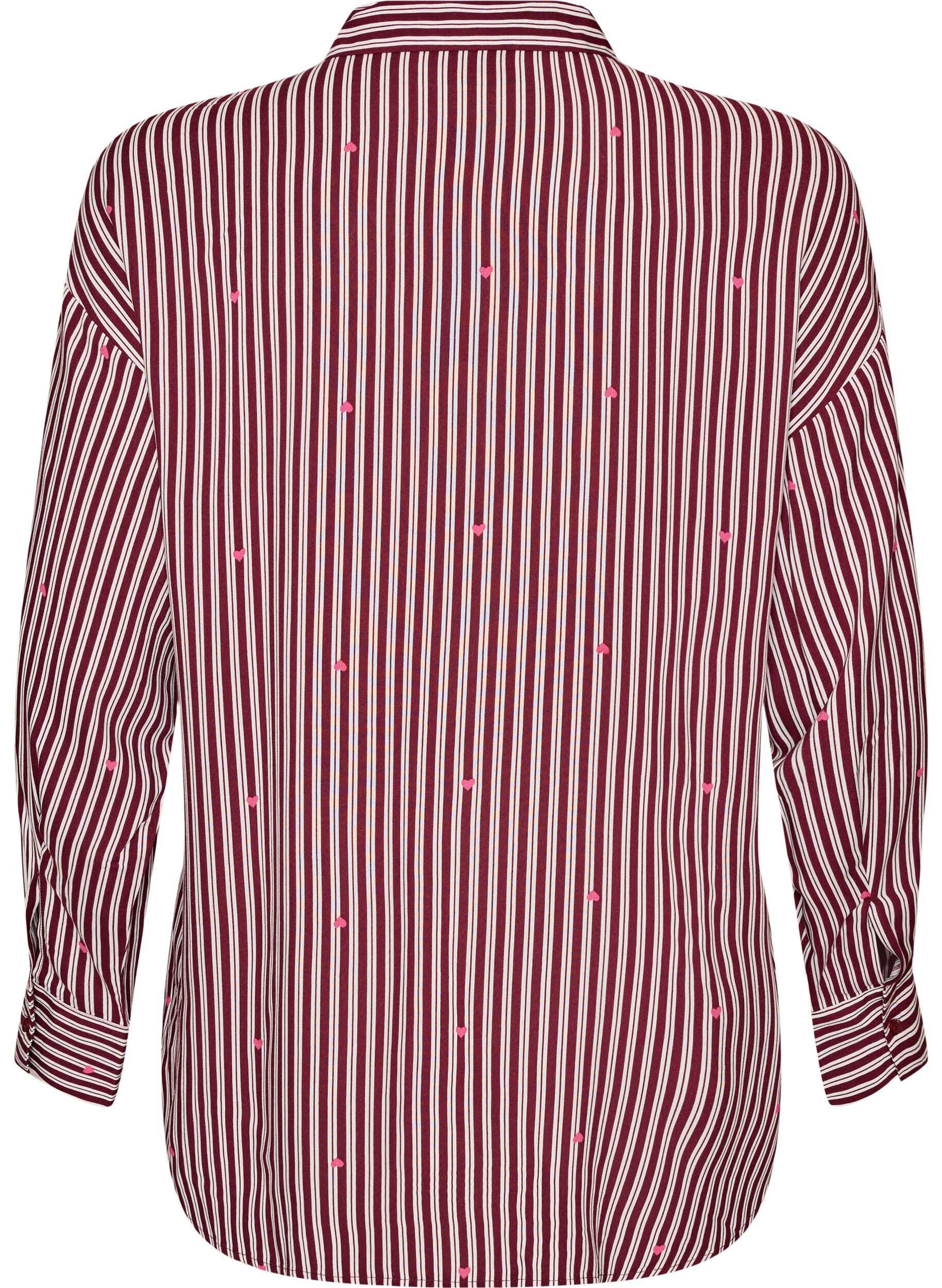 ZizziNattlinne med r&auml;nder och hj&auml;rtan, M&ouml;rk Bordeaux, Packshot image number 1