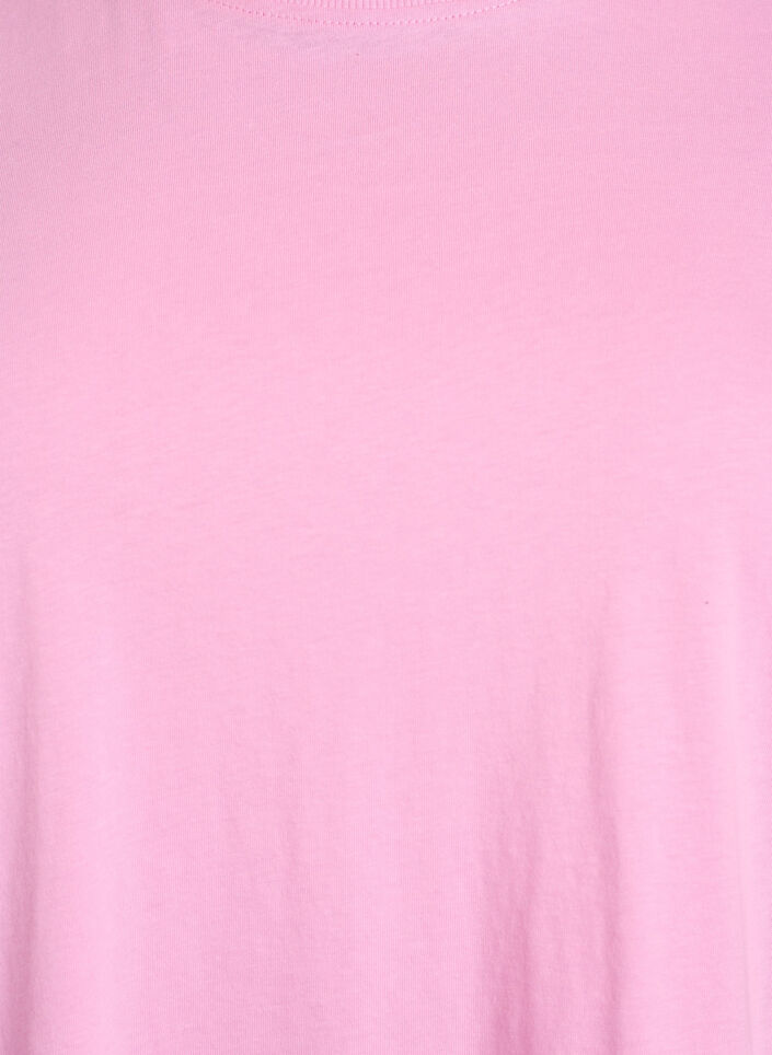 Enkel t-shirt i bomull med rund halsringning, Rosa, Packshot image number 2