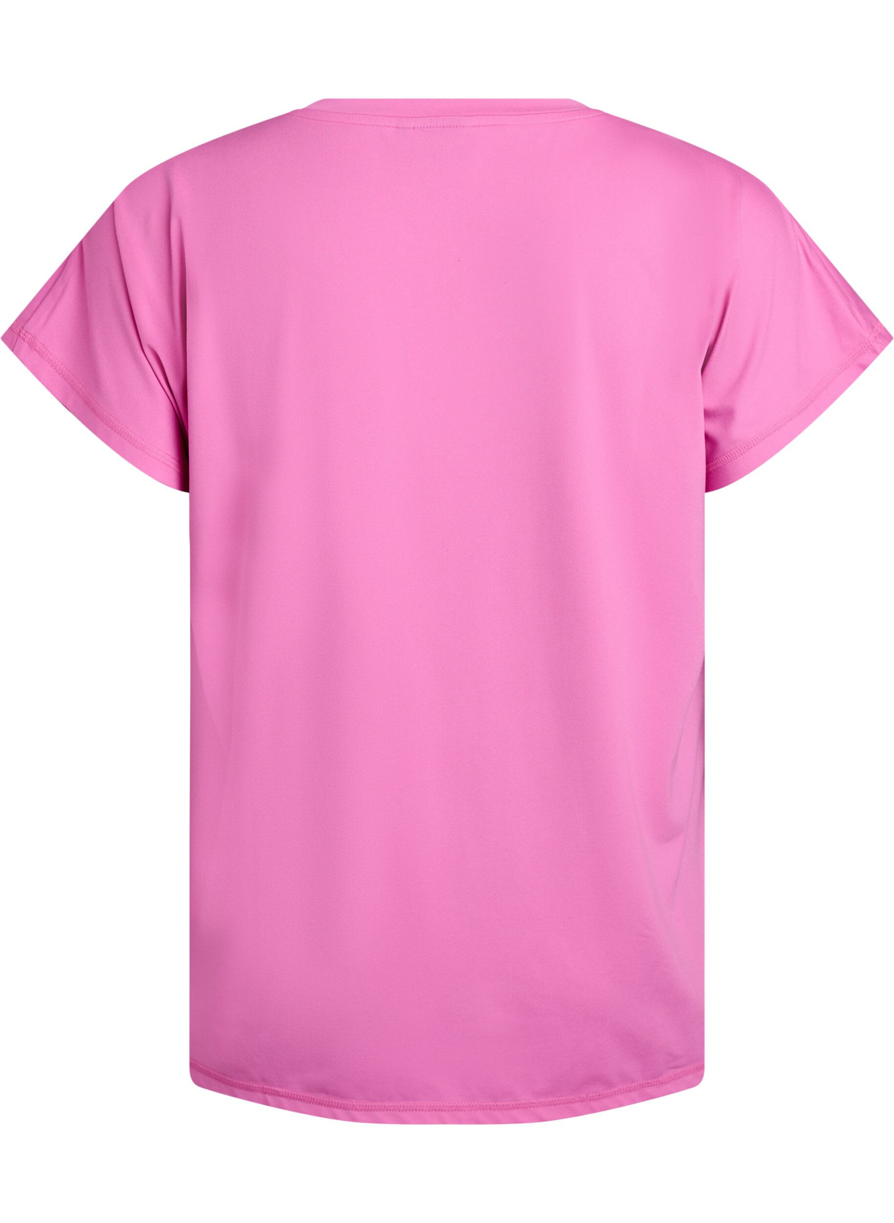 ZizziTr&auml;nings t-shirt med v-ringning och l&ouml;s passform, Rosa, Packshot image number 1