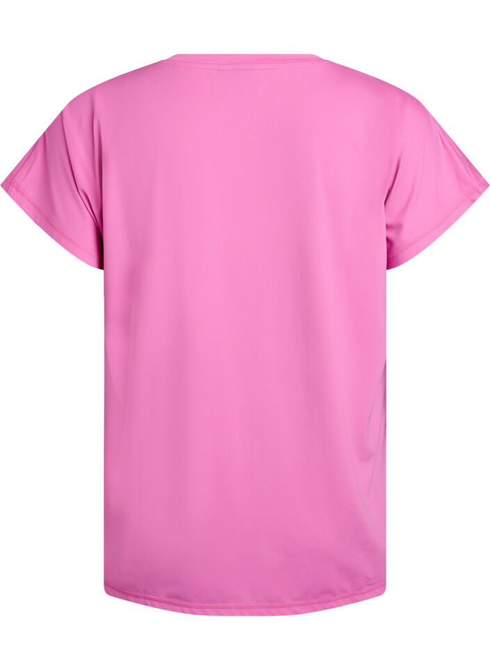 Tr&auml;nings t-shirt med v-ringning och l&ouml;s passform, Rosa, Packshot image number 1