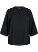 Blus med 3/4-&auml;rm, Svart, Packshot image number 0