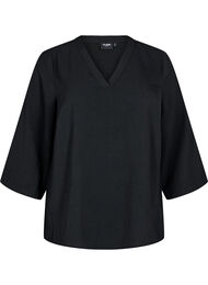 Blus med 3/4-&auml;rm, Svart