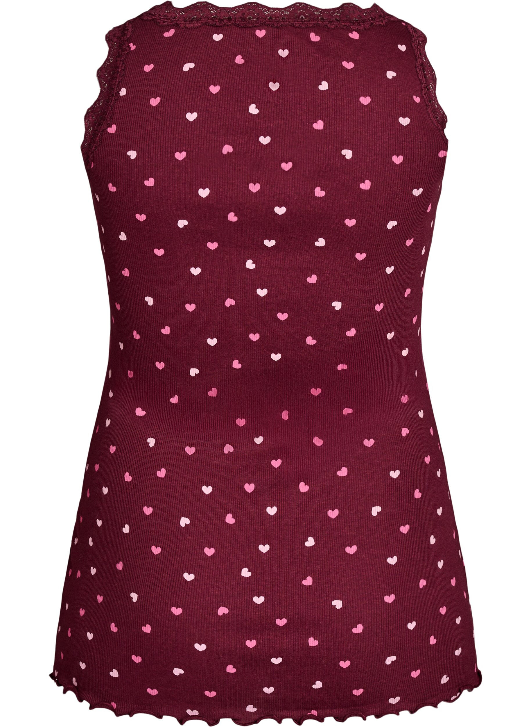 Zizzi Topp med tryck och spetskant, R&ouml;d, Packshot image number 1