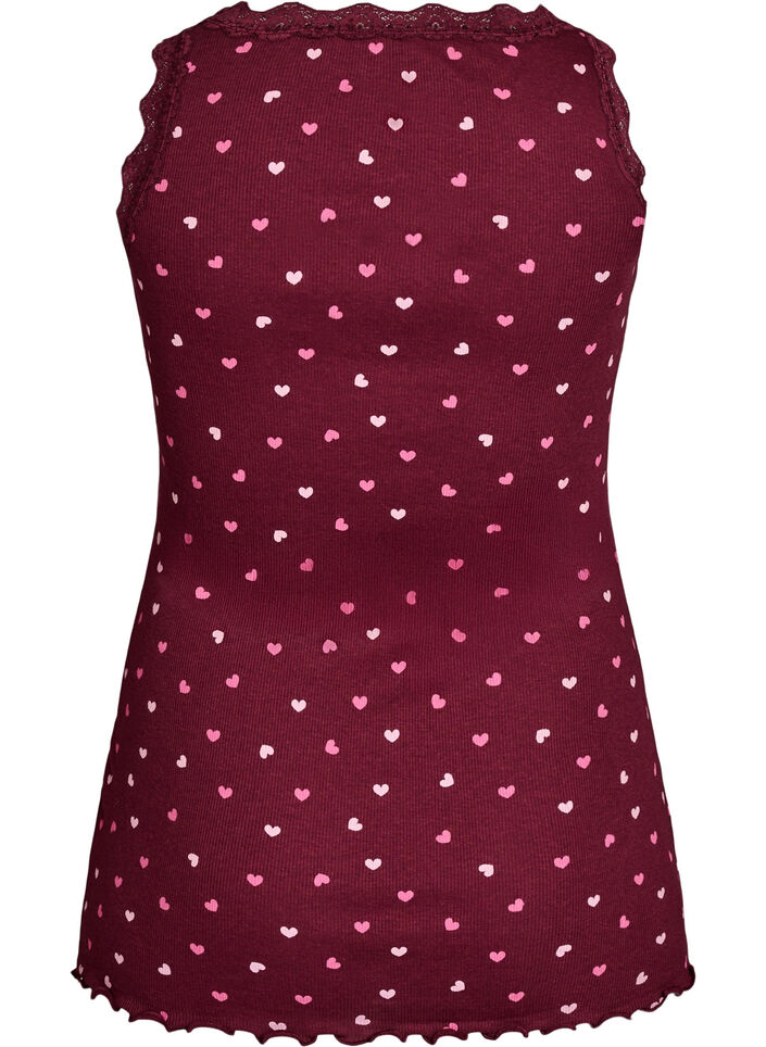 Topp med tryck och spetskant, R&ouml;d, Packshot image number 1