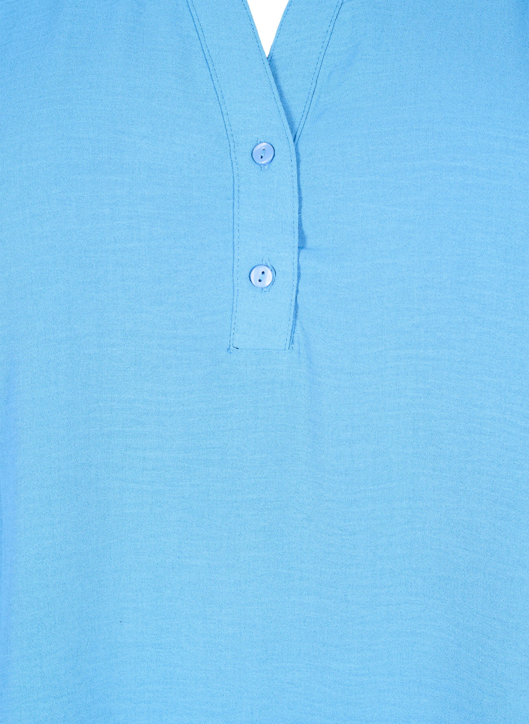 Zizzi L&aring;ng&auml;rmad skjortblus med V-ringning, Riverside, Packshot image number 2