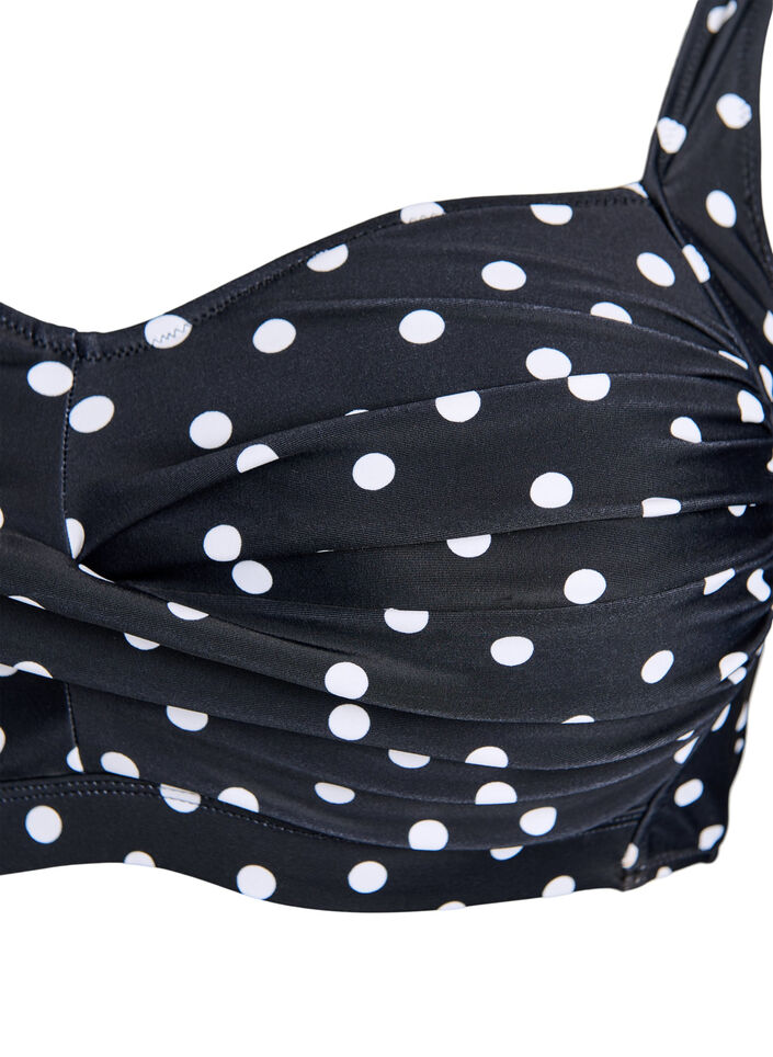 Vadderad bikinitopp med tryck, Svart, Packshot image number 2