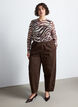 Blus i mesh med tryck, Brun, Model image number 1