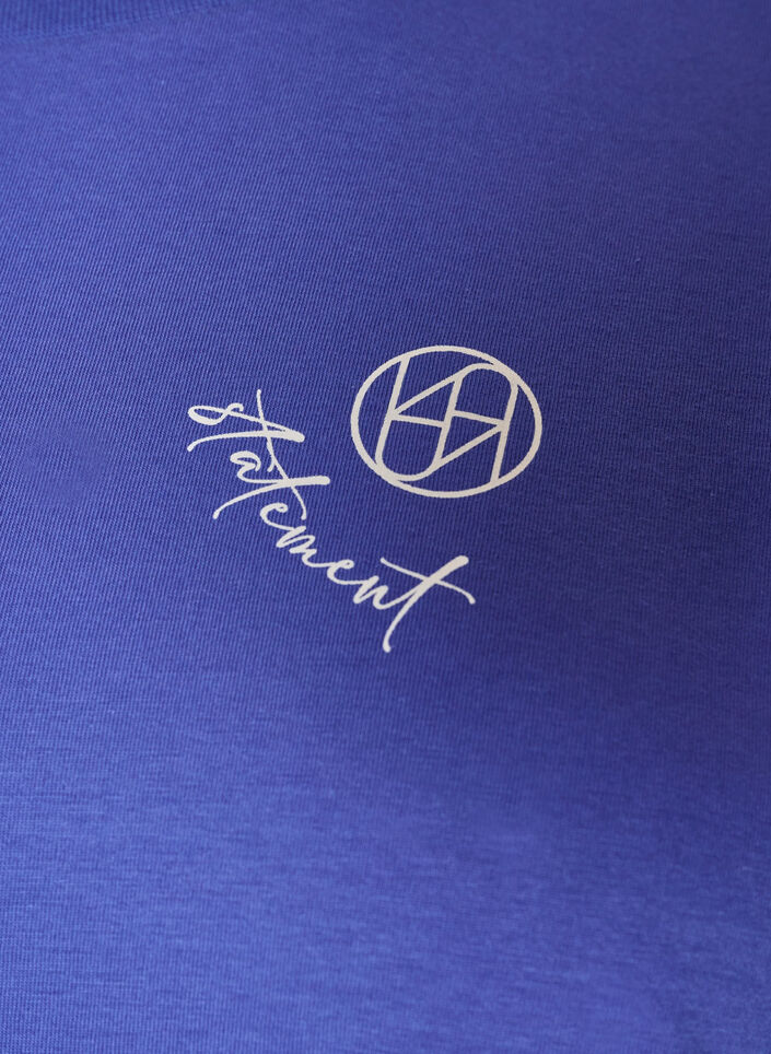 T-shirt i ekologisk bomull med ett litet motiv framtill, Bl&aring;, Packshot image number 2