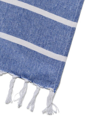 Randig handduk med fransar, Medium Blue Melange, Packshot image number 2