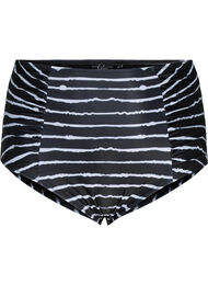Randig bikiniunderdel med hög midja, Black White Stripe