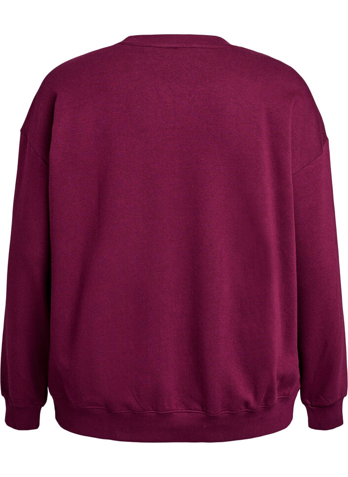 Sweatshirt med texttryck, M&ouml;rk Bordeaux, Packshot image number 1