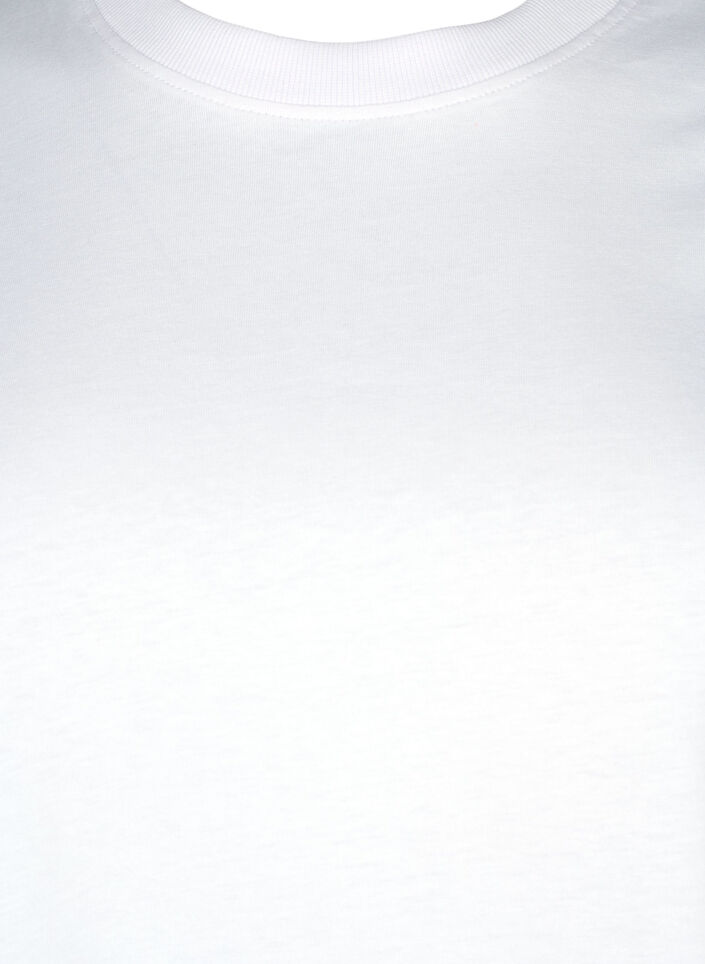 Enkel t-shirt i bomull med rund halsringning, Vit, Packshot image number 2