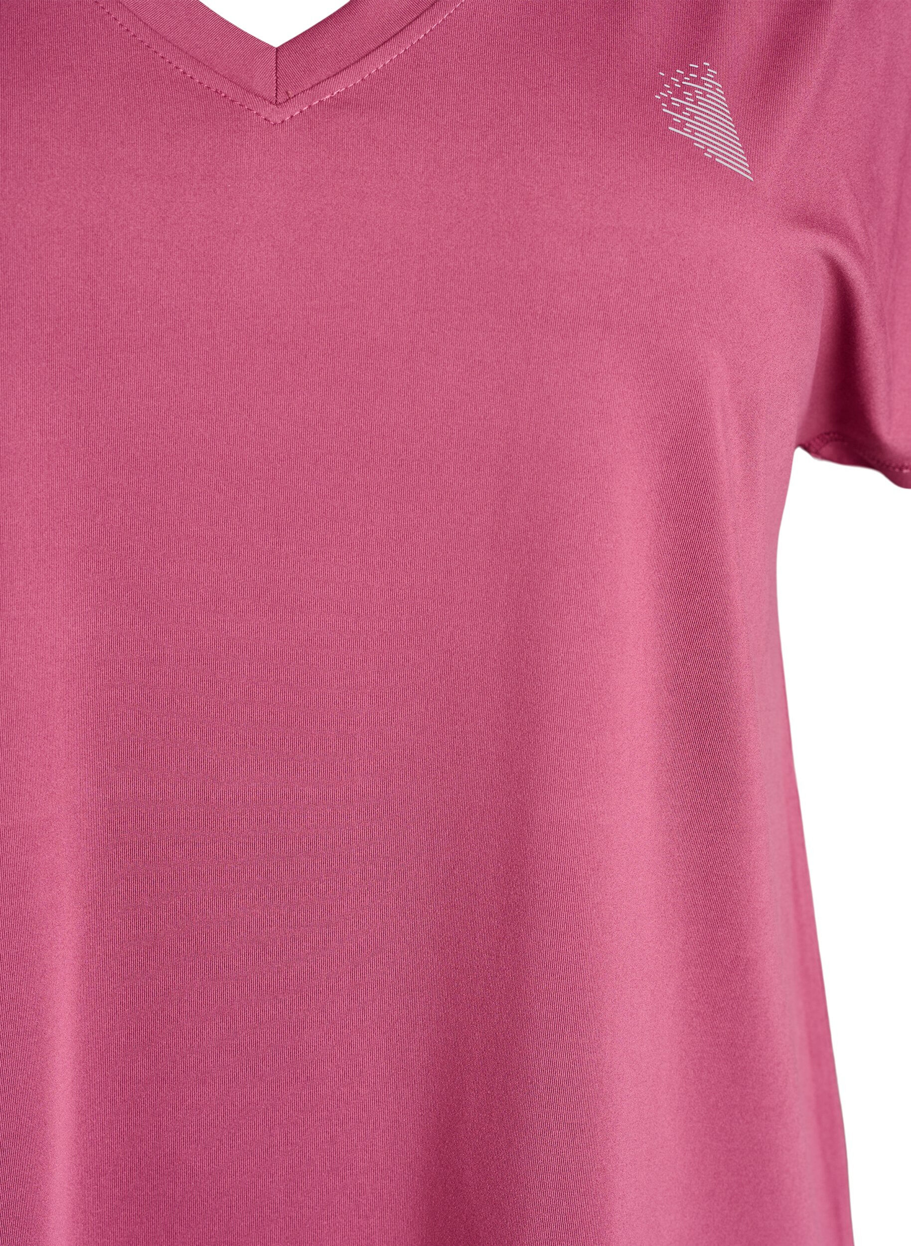 ZizziTr&auml;nings t-shirt med v-ringning och l&ouml;s passform, R&ouml;d, Packshot image number 2