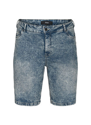 Jeansshorts med hög midja, Light blue denim, Packshot image number 0