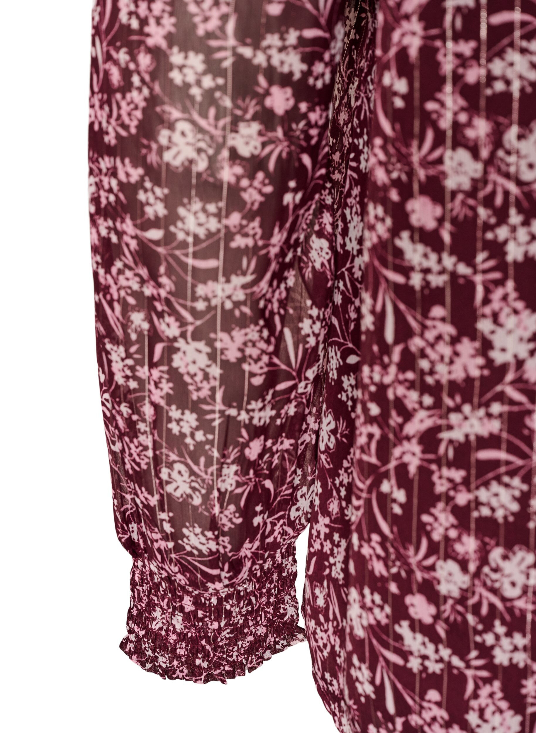 ZizziBlus med blomm&ouml;nster och glittertr&aring;d, R&ouml;d, Packshot image number 3