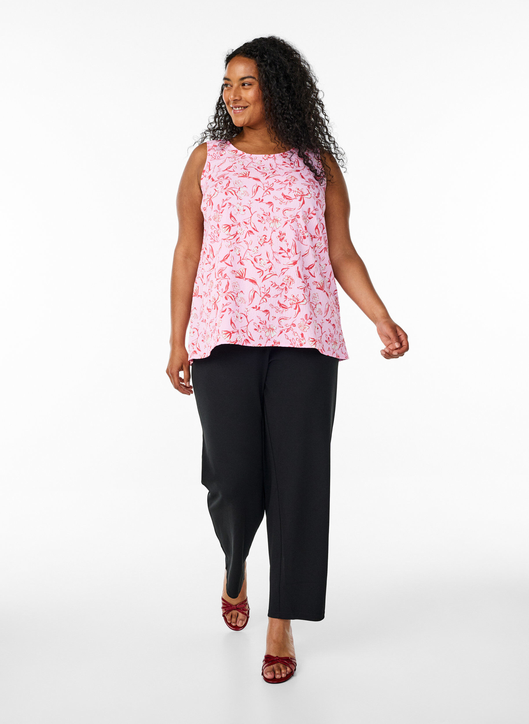 Zizzi FLASH &ndash; &Auml;rmelloses Top mit Struktur, Rosa, Model image number 1