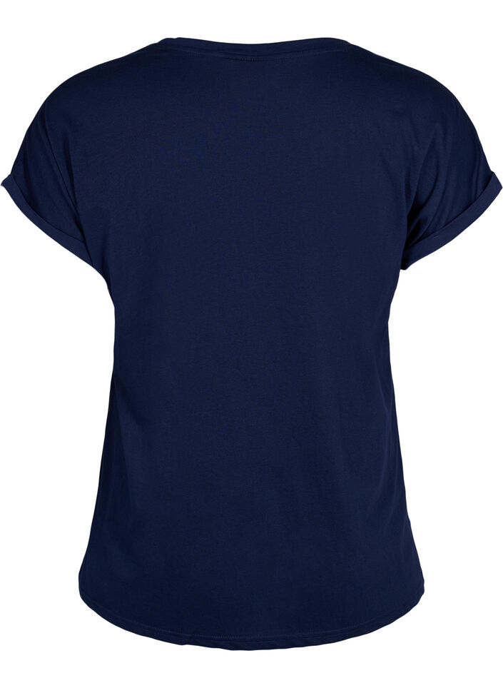 Kort&auml;rmad t-shirt i bomullsmix, Bl&aring;, Packshot image number 1