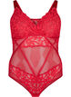 Body i spets med mesh, Rhythmic Red, Packshot image number 0