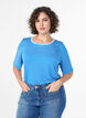 T-shirt i TENCEL&trade; Lyocell med r&auml;nder, Bl&aring;, Model image number 0