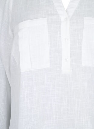 Tunika i bomull med trekvartsärm, Bright White, Packshot image number 2