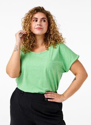 Neonfärgad bomulls t-shirt, Neon Green, Model image number 0