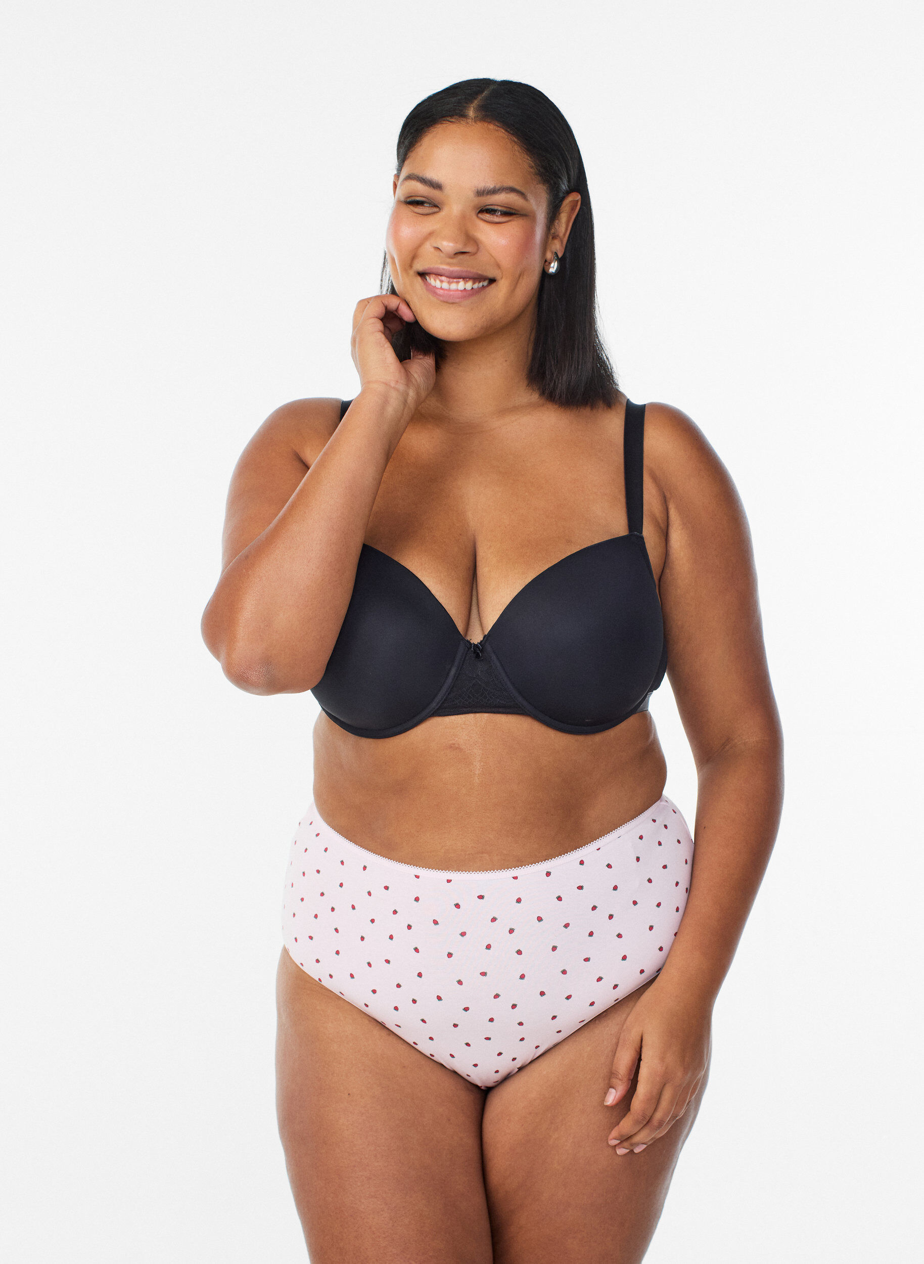 Zizzi 7-pack hipstertrosor med normal midja, R&ouml;d, Model image number 0