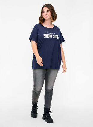 T-shirt i ekologisk bomull med tryck, Navy Blazer, Model image number 2