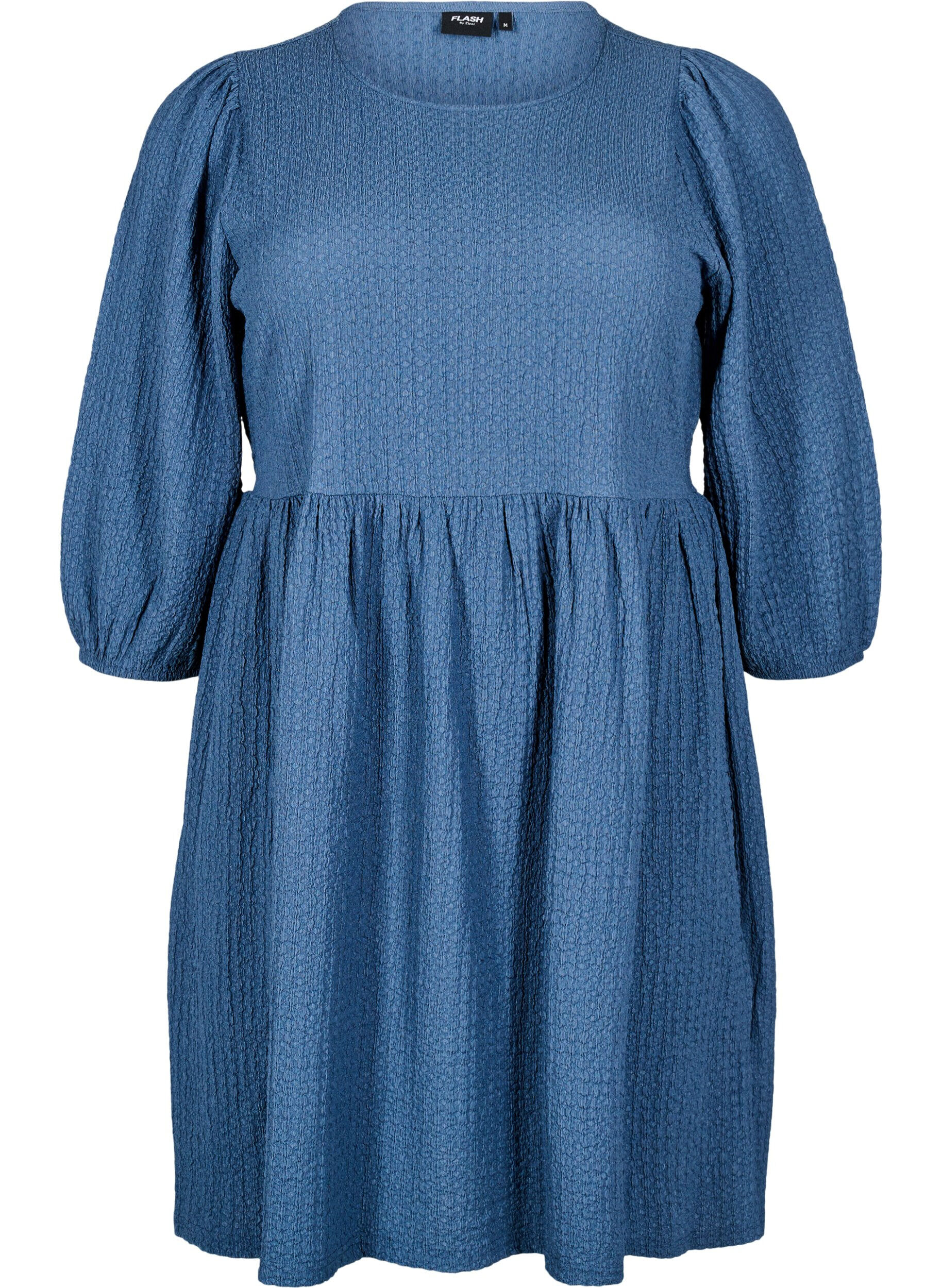 Zizzi FLASH - Kort kl&auml;nning med struktur och 3/4-&auml;rmar, Sargasso Sea, Packshot image number 0
