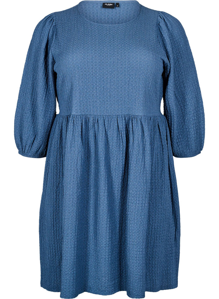 FLASH - Kort klänning med struktur och 3/4-ärmar, Sargasso Sea, Packshot image number 0