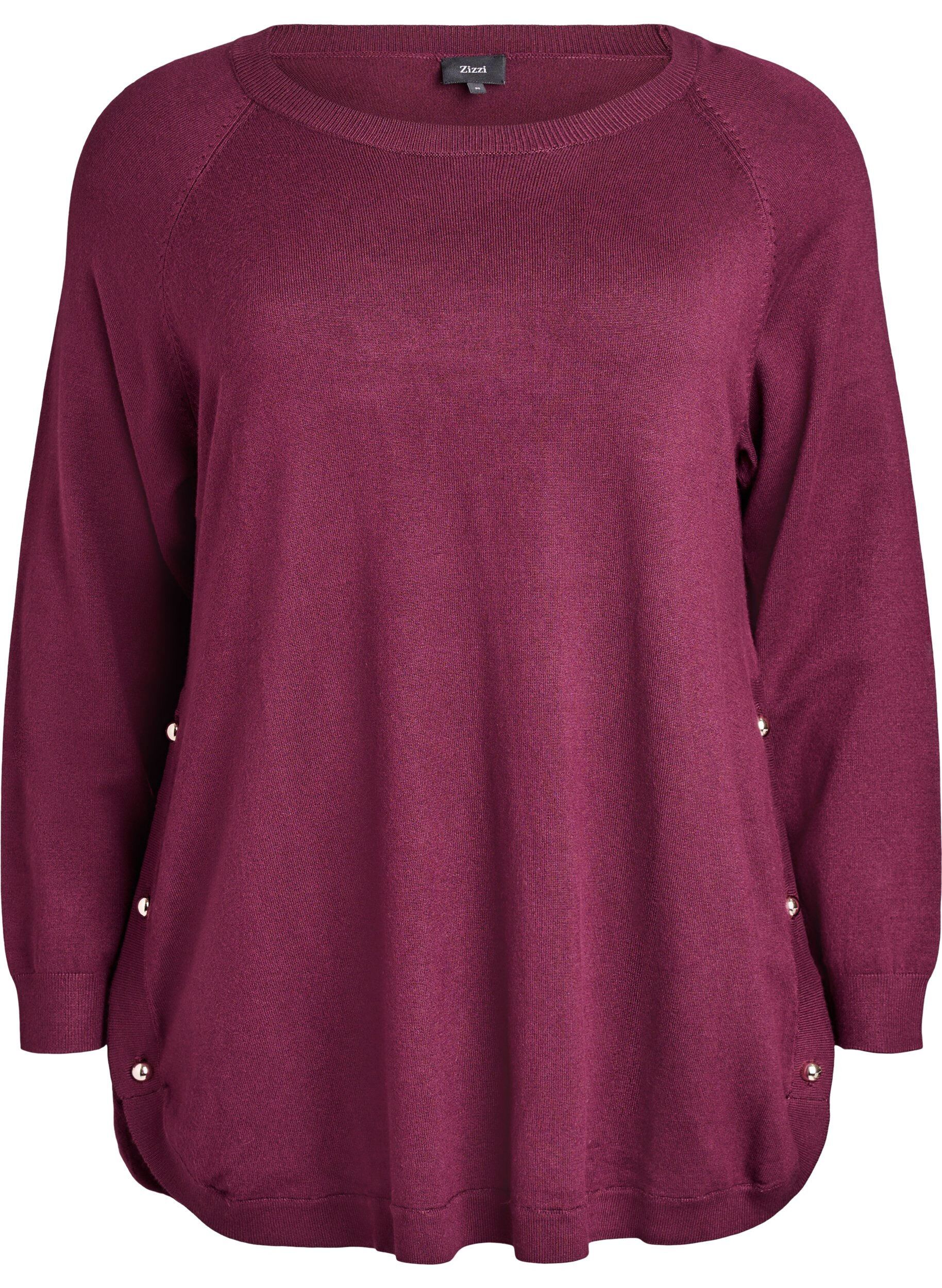 ZizziStickad blus med knappar i sidan, R&ouml;d, Packshot image number 0