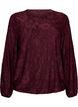 Skir blus med blommig textur och l&aring;nga &auml;rmar, R&ouml;d, Packshot image number 0