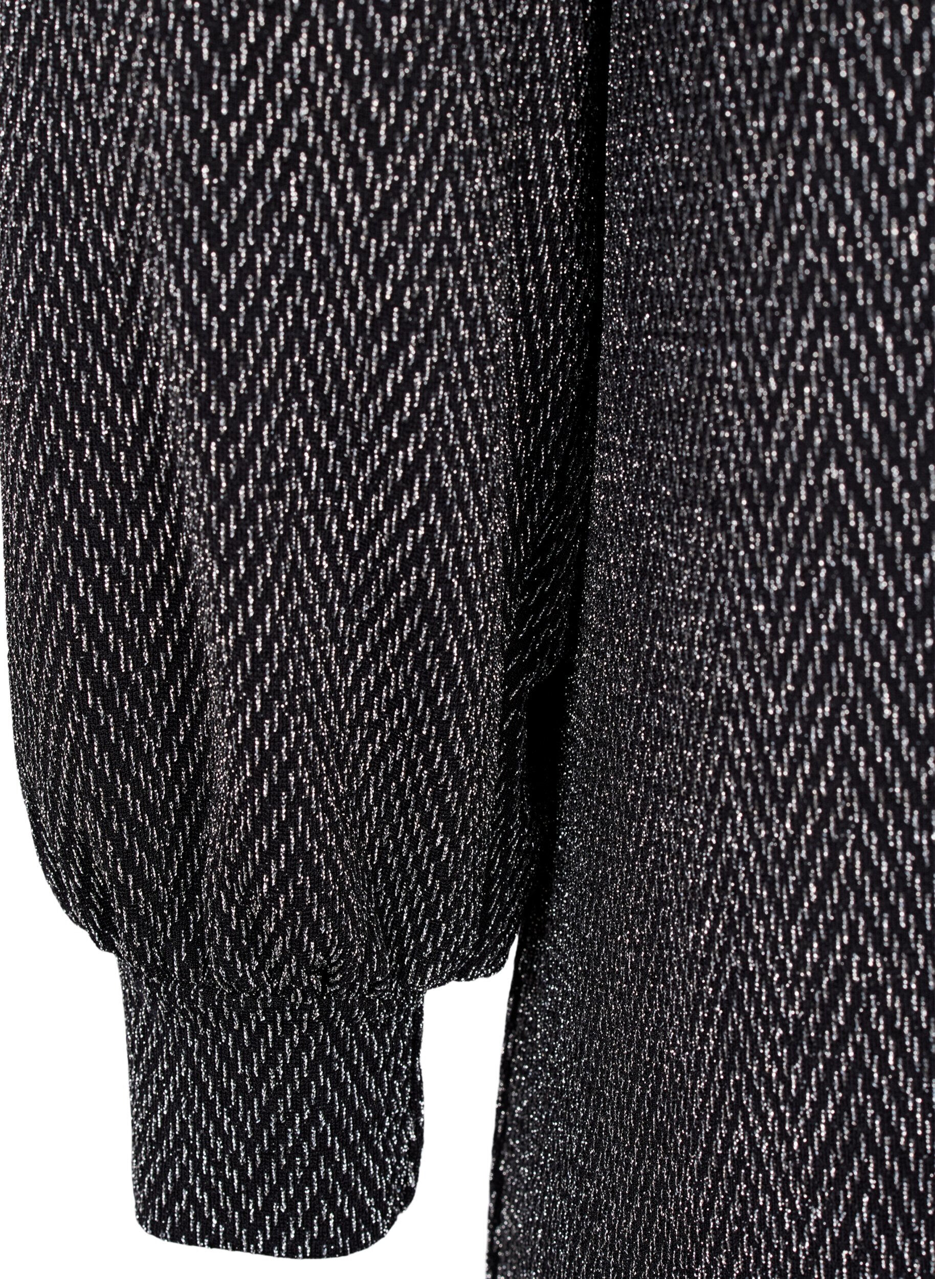 Zizzi Kl&auml;nning med sicksackm&ouml;nster och glitter, Silver ZigZagShimmer, Packshot image number 3