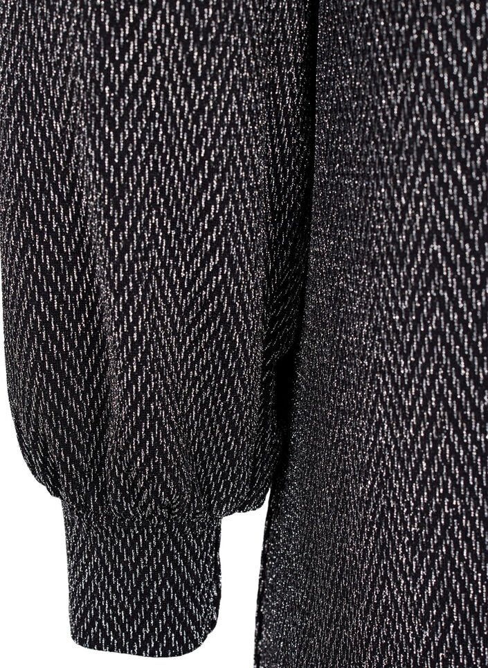 Klänning med sicksackmönster och glitter, Silver ZigZagShimmer, Packshot image number 3