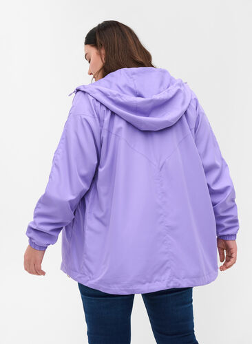 Kort jacka med huva och justerbar nederkant, Paisley Purple, Model image number 1