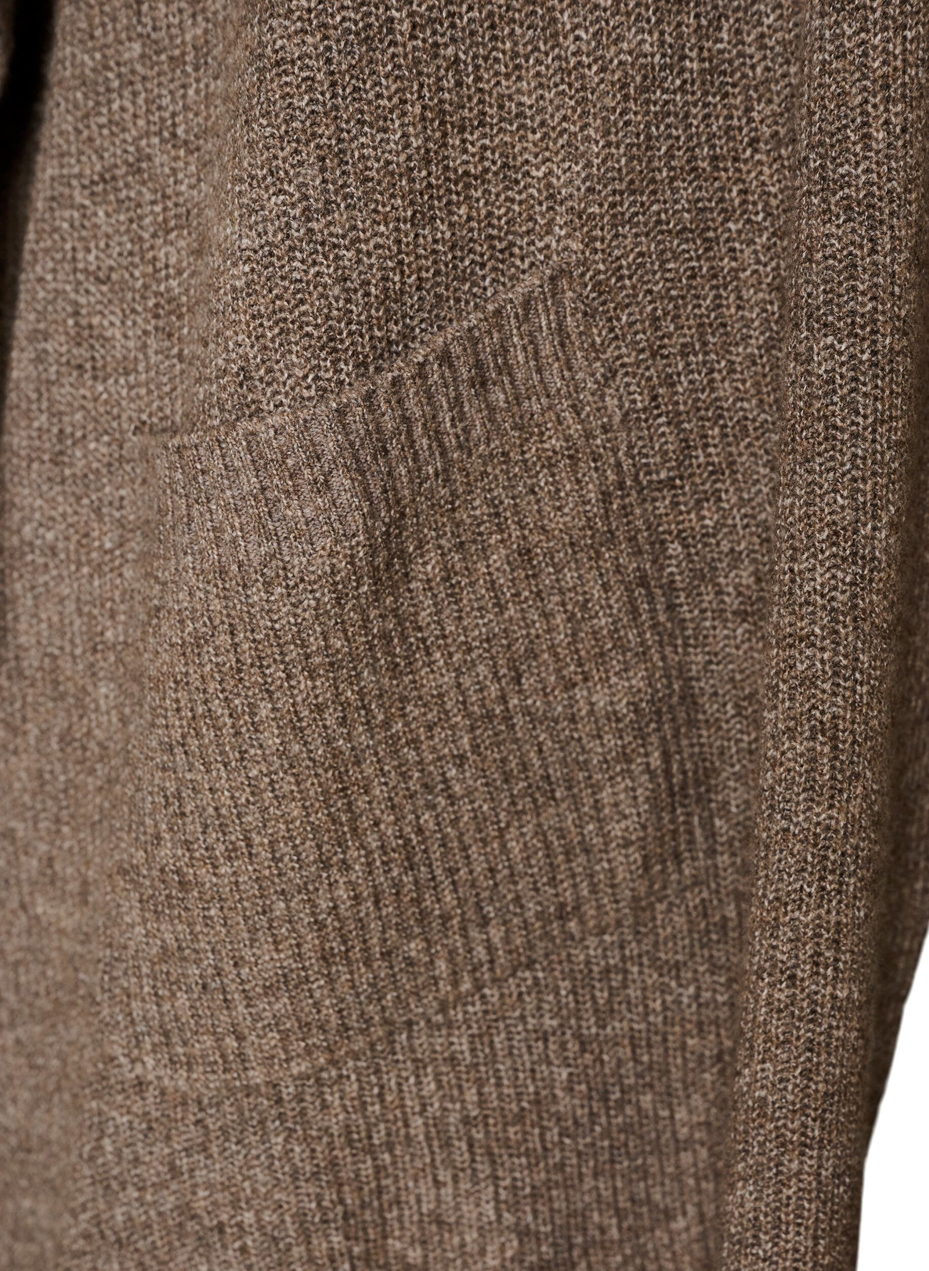 ZizziCardigan &ouml;ppen framtill med vida &auml;rmar, Brun, Packshot image number 3