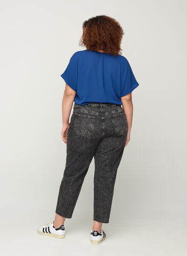 Croppade mom fit Mille jeans med lös passform, Grey Denim 4, Model image number 1