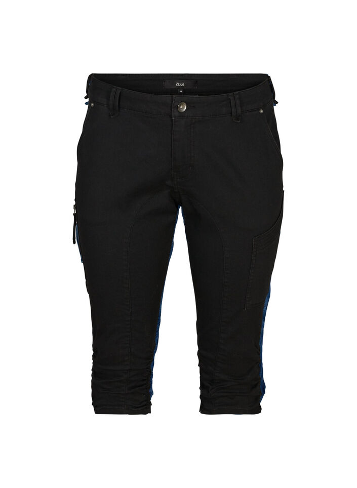 Caprijeans med smal passform och fickor, Svart, Packshot image number 0