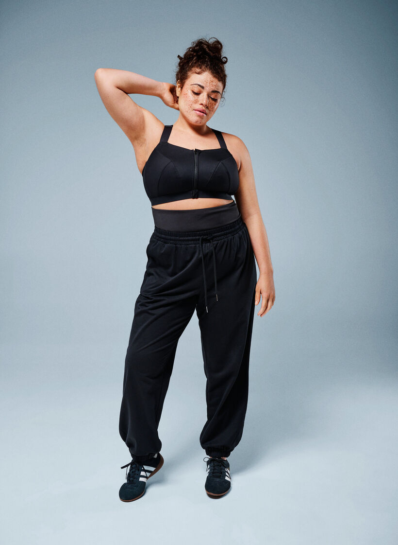 Sweatpants med bred midjeres&aring;r, Svart, Image image number 0