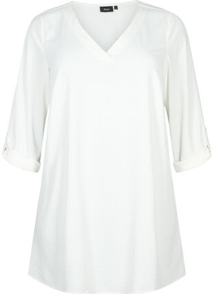 A-formad tunika med 3/4 ärmar, Bright White, Packshot image number 0