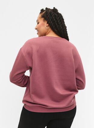 Sweatshirt med volang och virkad detalj, Rose Brown, Model image number 1