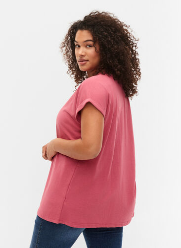 Kortärmad t-shirt i bomullsmix, Rasperry Pink, Model image number 1