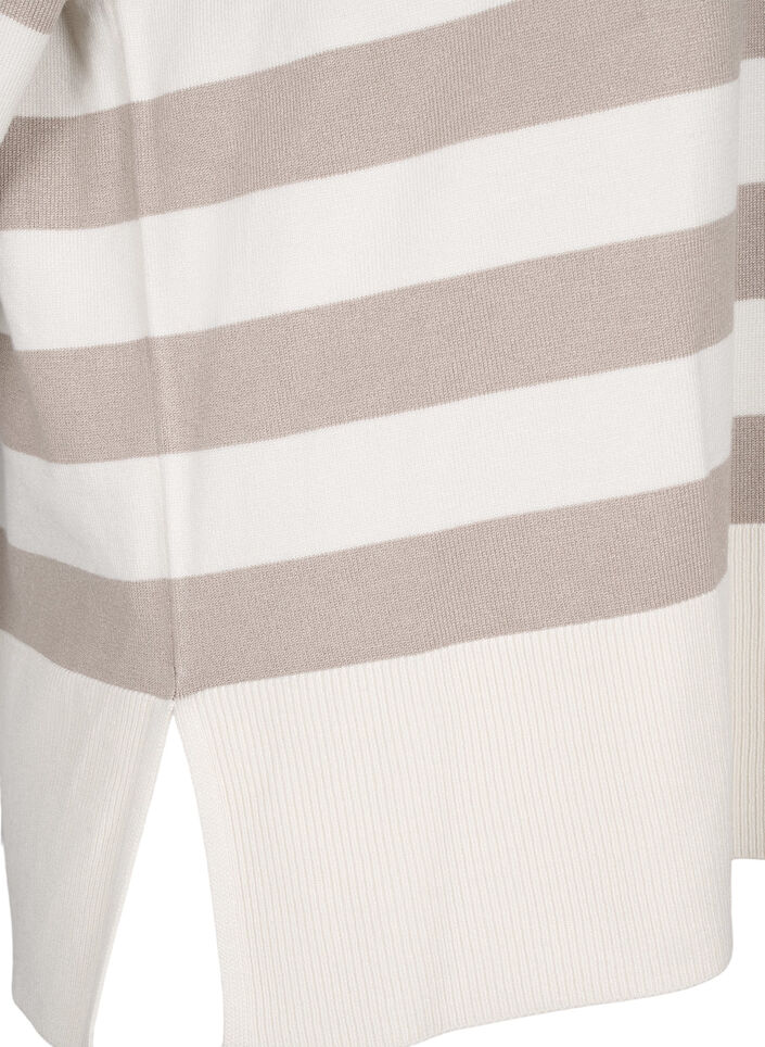 Randig pullover i viskos med 3/4 ärmar, Birch/Simply Taupe, Packshot image number 3