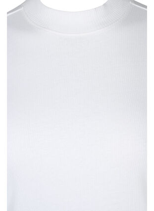 Bomullströja med hög hals och 2/4-ärmar, Bright White, Packshot image number 2
