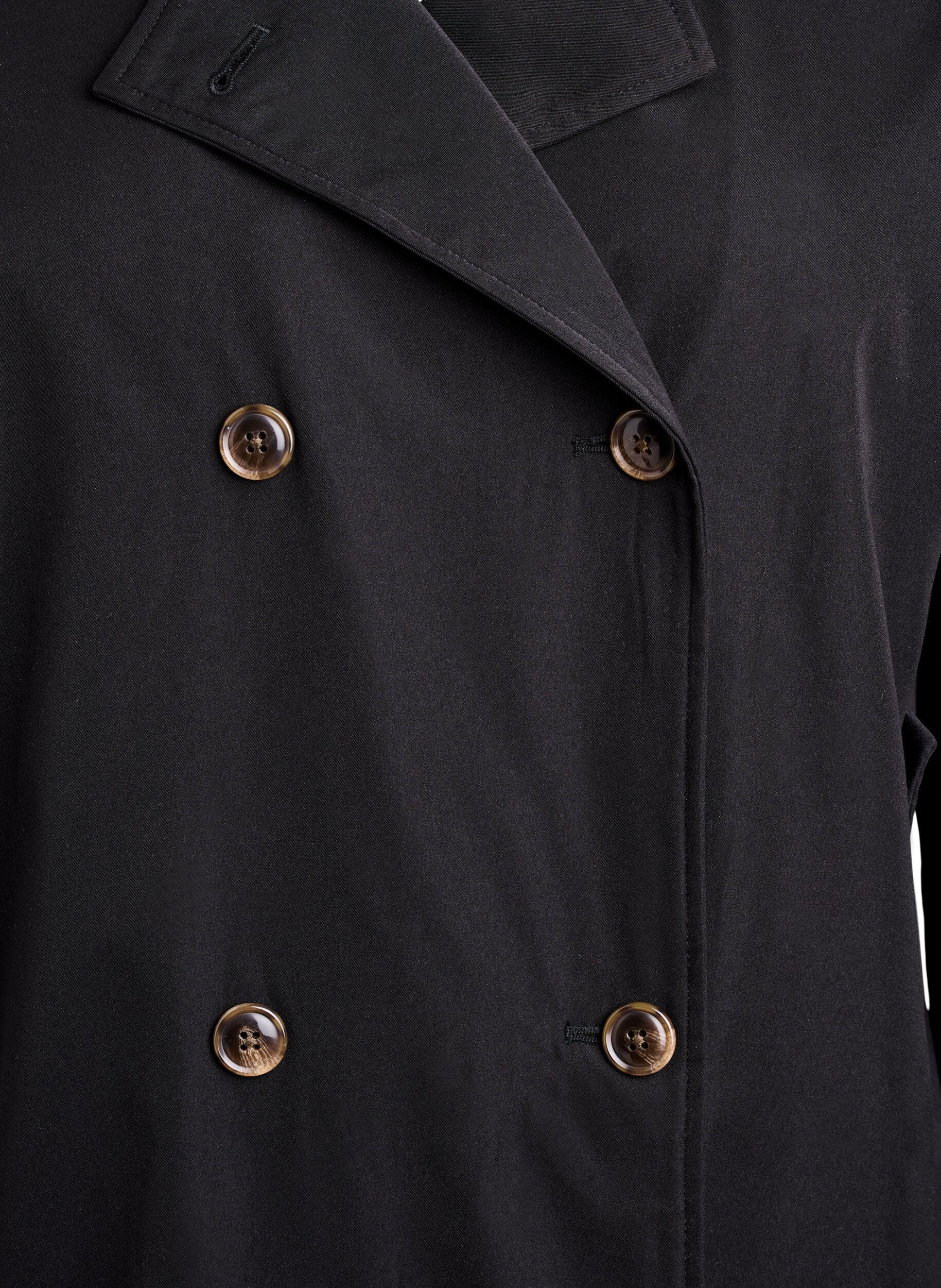 Zizzi Kort trenchcoat med fickor, Svart, Packshot image number 2